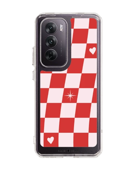 oppo reno 12 clear case checker love pop