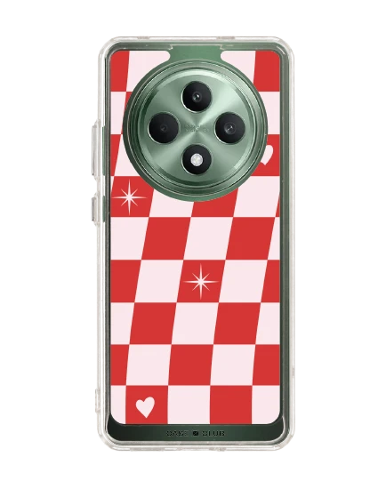 oppo reno 12f clear case checker love pop