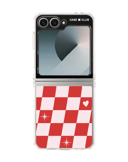 samsung galaxy z flip 6 clear case checker love pop