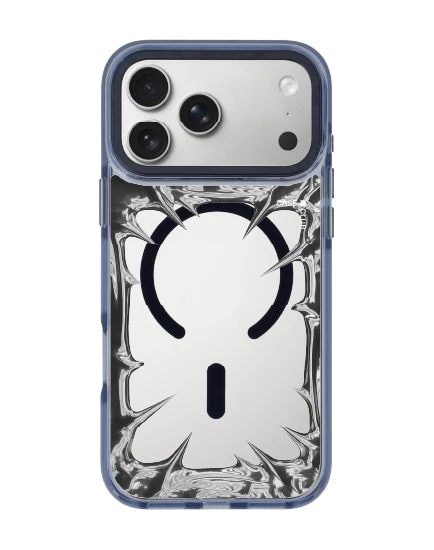 เคสใส iphone 17 pro max magsafe สีฟ้า กรอบโครเมียม