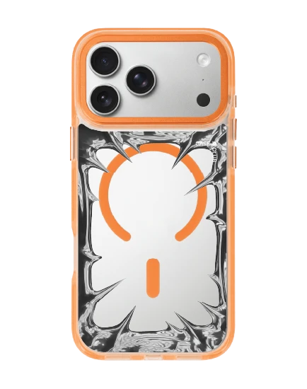iphone 17 pro max clear orange magsafe chrome frame