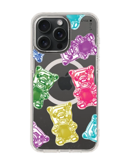 เคสใส iphone 15 pro max magsafe เยลลีหมีหลากสีเมทัลลิก