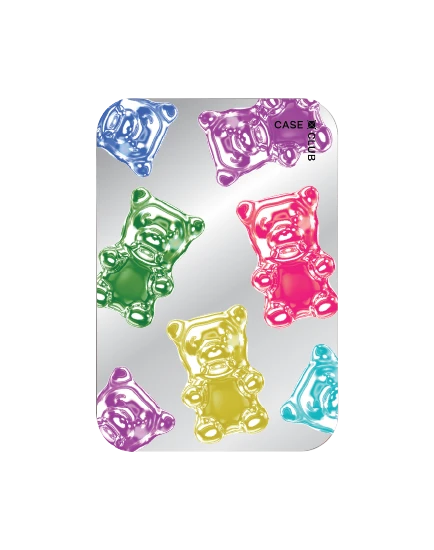 ที่เก็บบัตร magsafe กระจกมีขาตั้งในตัว เยลลีหมีหลากสีเมทัลลิก