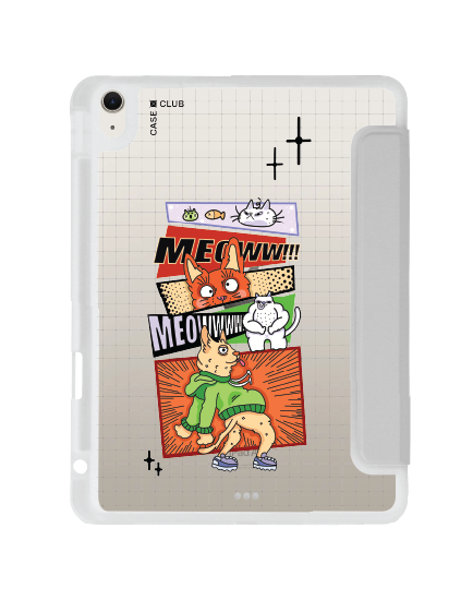 เคสใส iPad Air4/5/6/7 11" 2025 (M2/M3) สีเทา แมวการ์ตูน