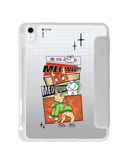 เคสใส iPad Gen 10th/11th 2025 สีเทา แมวการ์ตูน