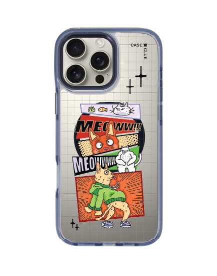 iPhone 16 Pro Max Clear Blue MagSafe แมวการ์ตูน
