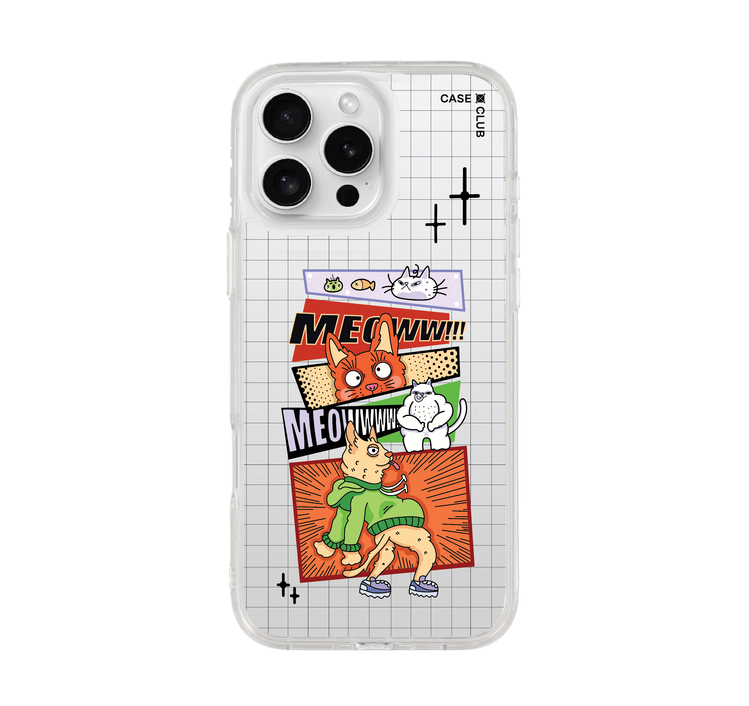 iphone 16 pro max clear case comic cat