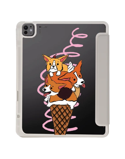เคสใส ipad air6/7 13" 2025 (m2/m3) สีเทา ไอศกรีมคอร์กี้ซันเดย์