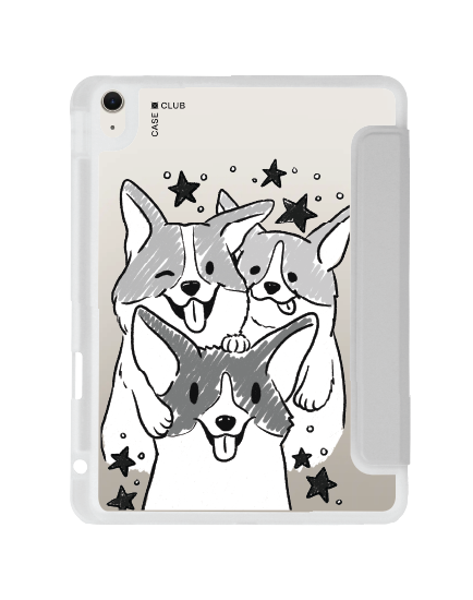 ipad air4/5/6/7 11" 2025 (m2/m3) clear grey corgi trio
