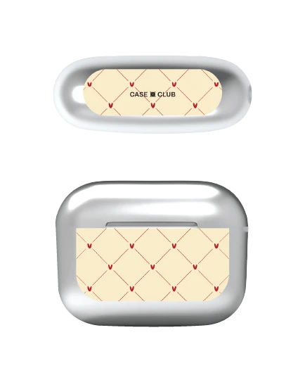 airpods pro 3 silver case cream polka heart