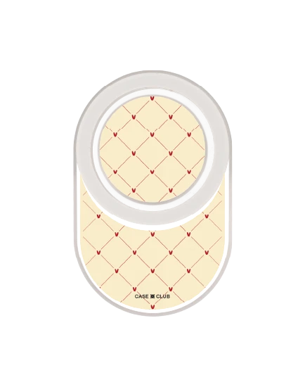 clear popgrip cream polka heart