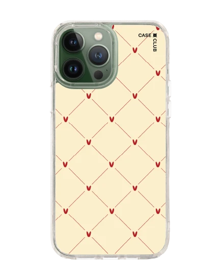 iphone 12/ 13 pro max clear case cream polka heart