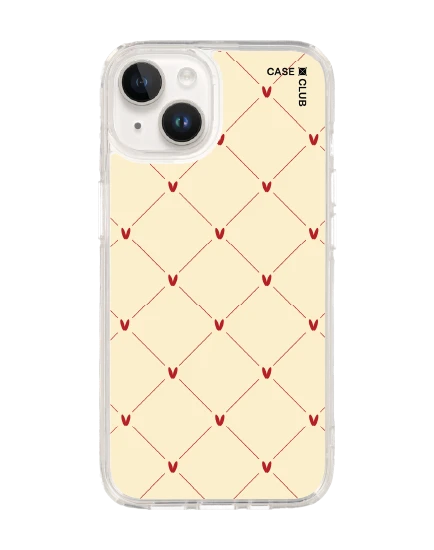 เคสใส iphone 14 magsafe หัวใจลายจุดสีครีม