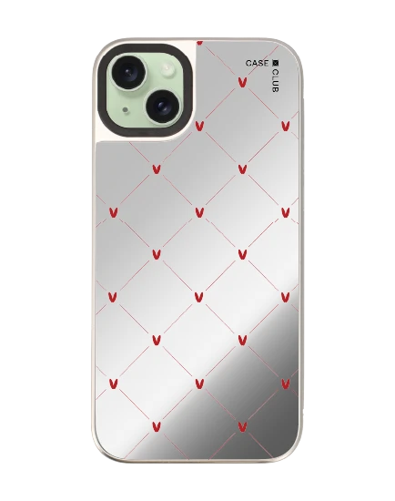 เคสกระจก iphone 15 plus magsafe หัวใจลายจุดสีครีม