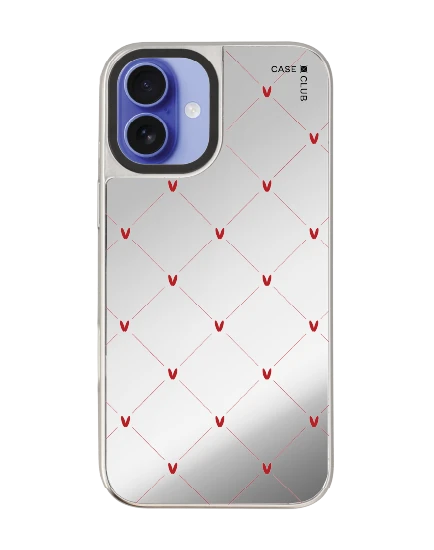 iphone 16 plus mirror case magsafe cream polka heart