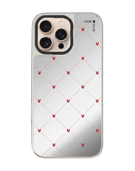 iphone 16 pro max mirror case magsafe cream polka heart