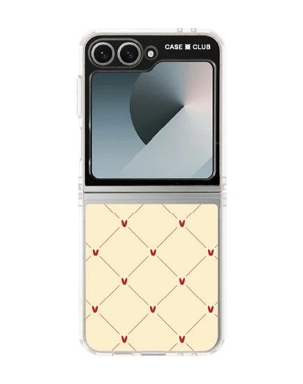 samsung galaxy z flip 6 clear case cream polka heart