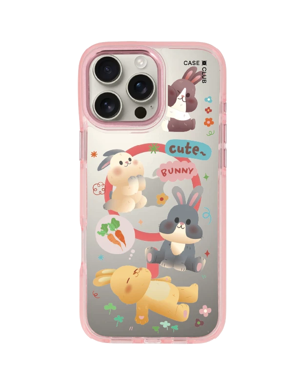 เคสใส iphone 16 pro max magsafe สีชมพู กระต่ายน้อยสุขสันต์