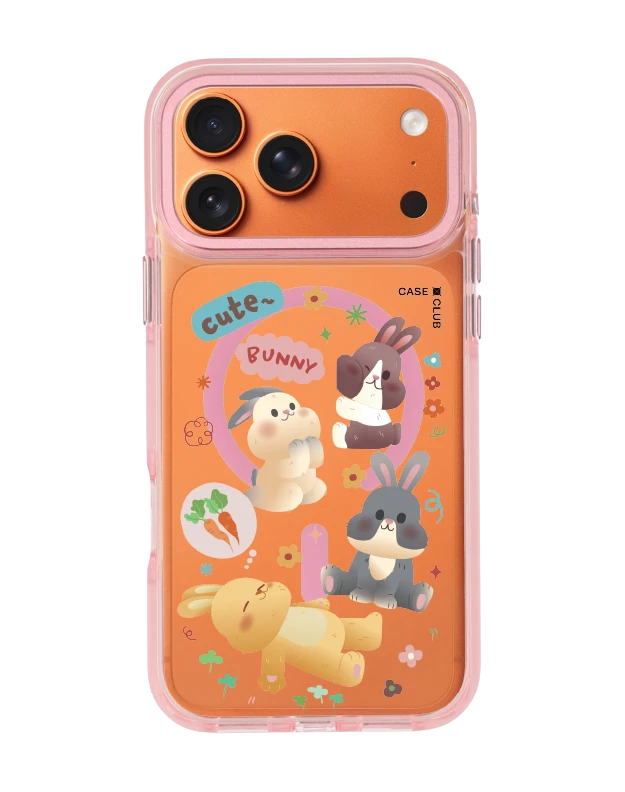 เคสใส iphone 17 pro max magsafe สีชมพู กระต่ายน้อยสุขสันต์