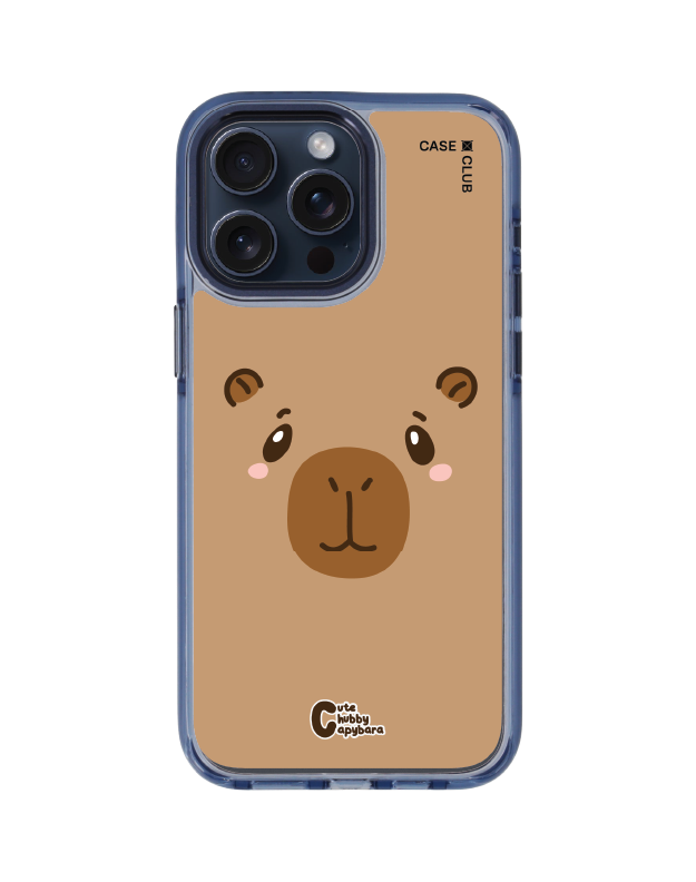 iPhone 15 Pro Max Clear Blue MagSafe Cute Chubby Capybara Character