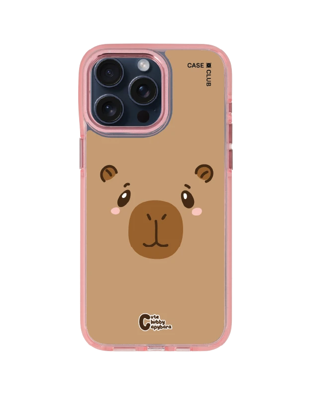 iphone 15 pro max clear pink magsafe cute chubby capybara character