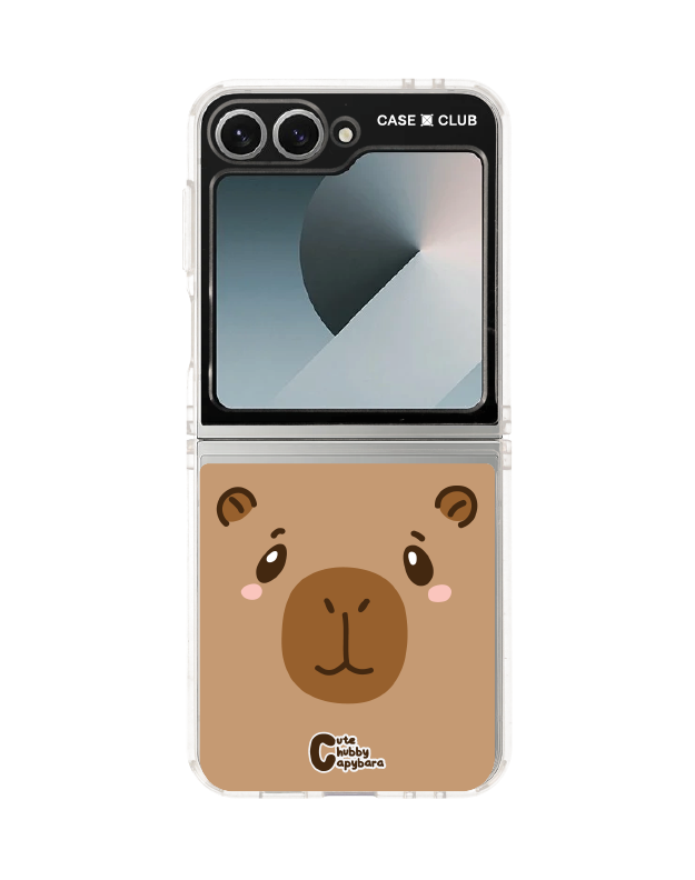 Samsung Galaxy Z Flip 6 Clear Case Cute Chubby Capybara Character