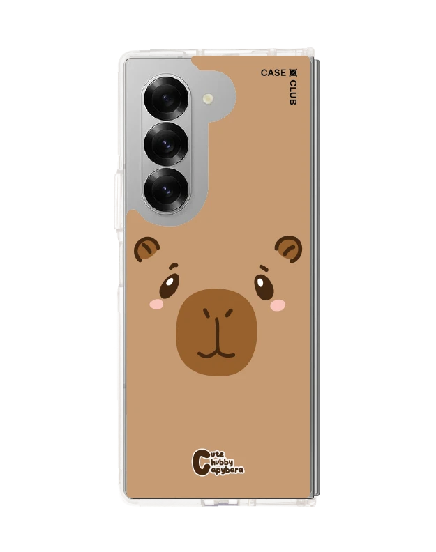 samsung galaxy z fold 6 clear case cute chubby capybara character