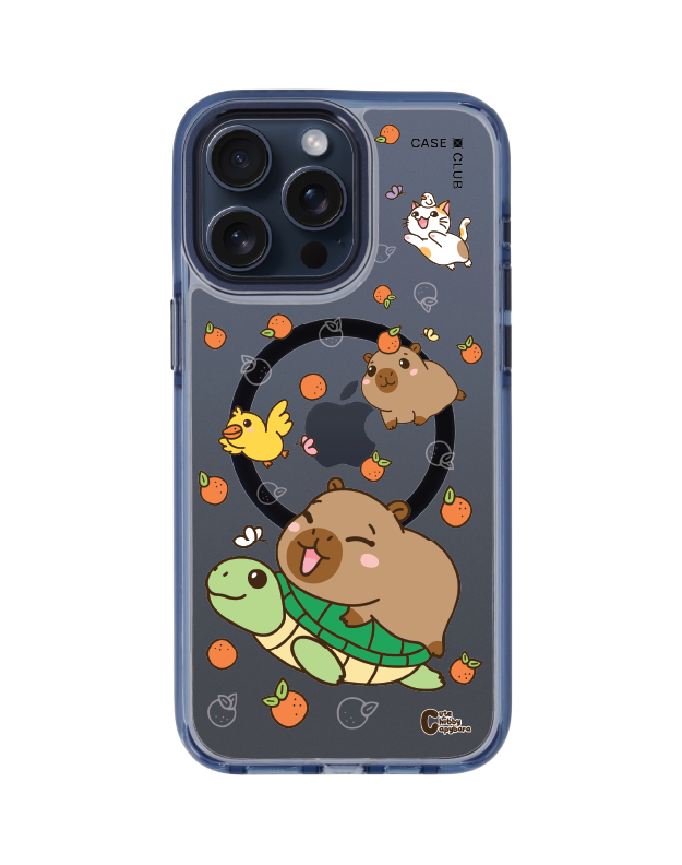 iPhone 15 Pro Max Clear Blue MagSafe Cute Chubby Capybara Mix Animal