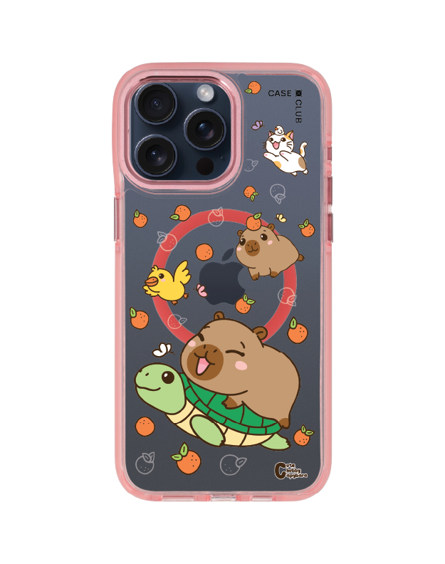 iphone 15 pro max clear pink magsafe cute chubby capybara mix animal