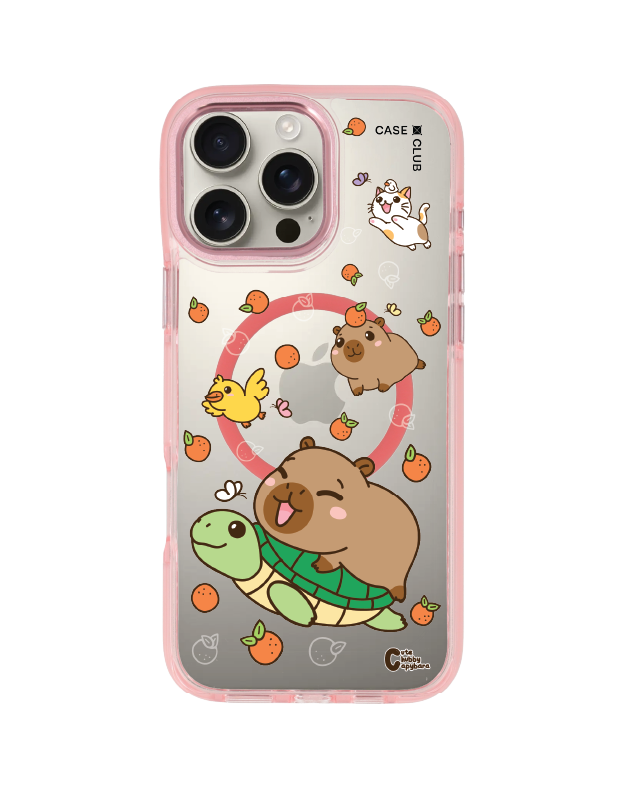 iPhone 16 Pro Max Clear Pink MagSafe Cute Chubby Capybara รวมสัตว์