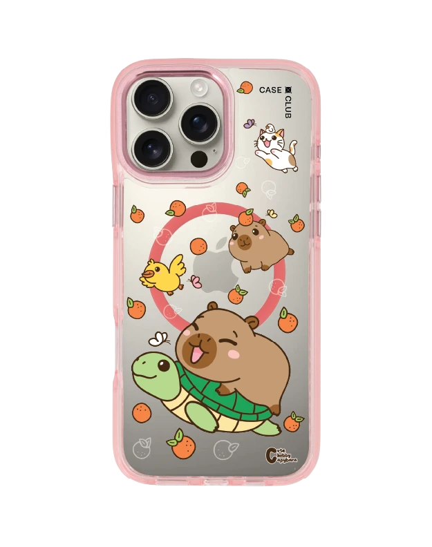 iphone 16 pro max clear pink magsafe cute chubby capybara mix animal