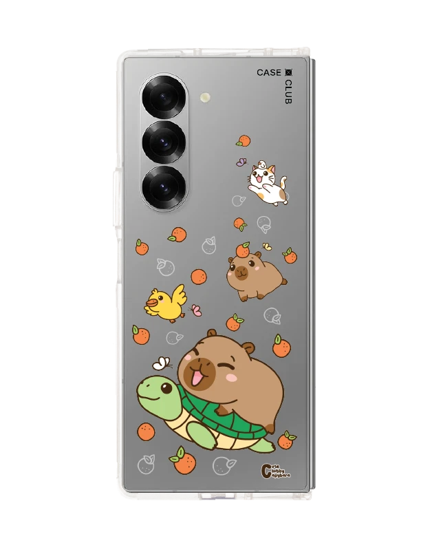 samsung galaxy z fold 6 clear case cute chubby capybara mix animal