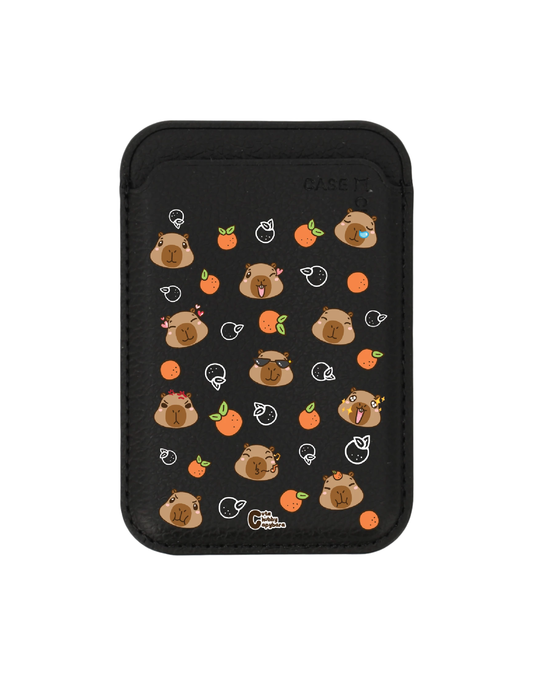 black wallet magsafe cute chubby capybara pattern