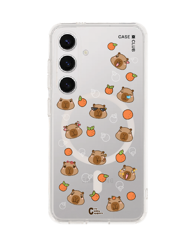 Samsung Galaxy S24 Clear MagSafe Cute Chubby Capybara Pattern
