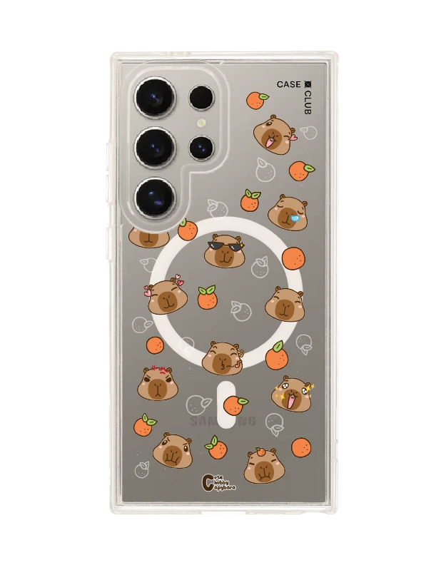 samsung galaxy s24 ultra clear magsafe cute chubby capybara pattern