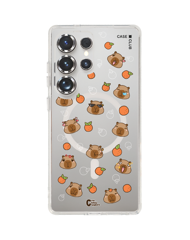 Samsung Galaxy S25 Ultra Clear MagSafe Cute Chubby Capybara Pattern