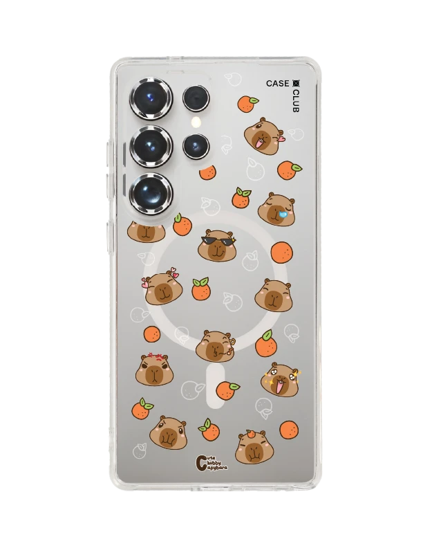 samsung galaxy s25 ultra clear magsafe cute chubby capybara pattern