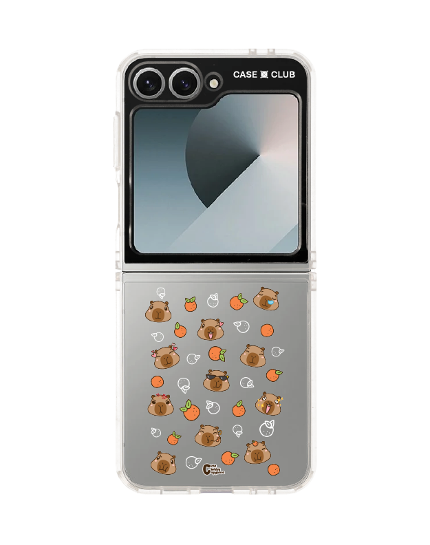 Samsung Galaxy Z Flip 6 Clear Case Cute Chubby Capybara Pattern