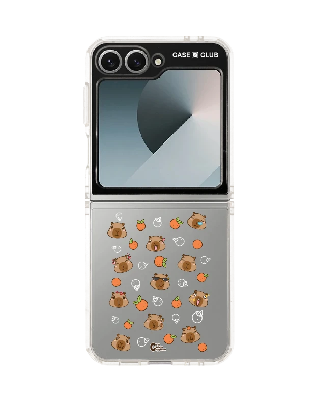 เคสใส samsung galaxy z flip 6 cute chubby capybara ส้มซ่า