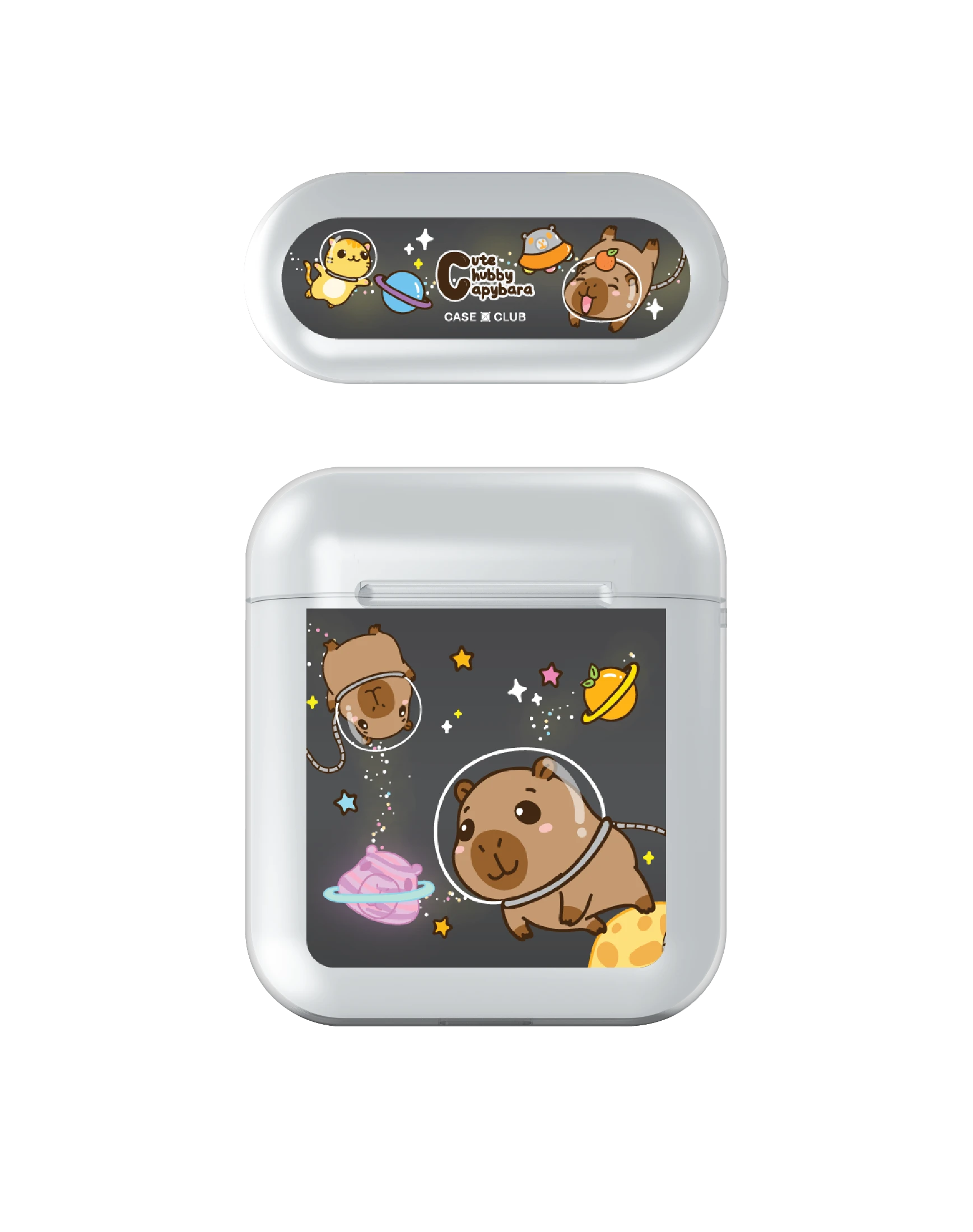 เคสใส airpods รุ่น 1/2 cute chubby capybara ตลุยอวกาศ