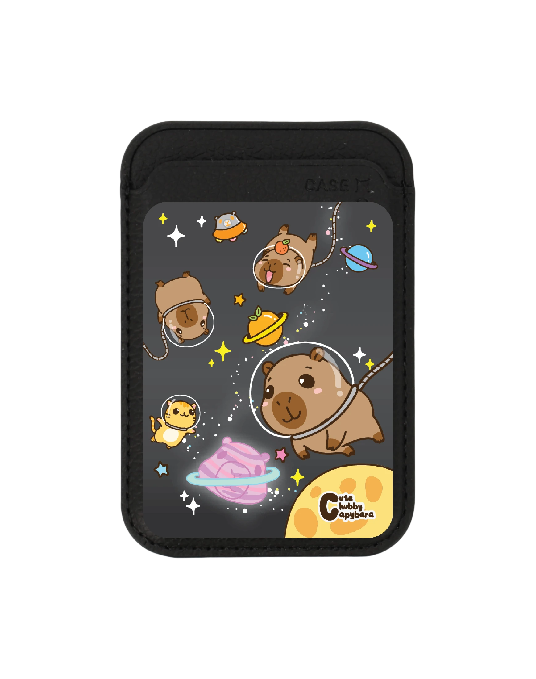 black wallet magsafe cute chubby capybara universe