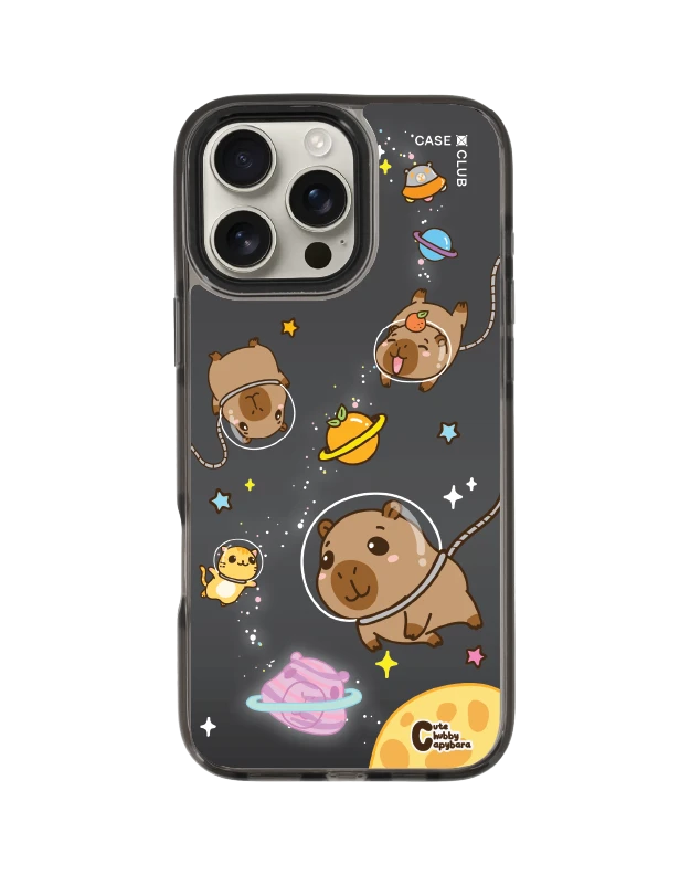 iphone 16 pro max clear black magsafe cute chubby capybara universe