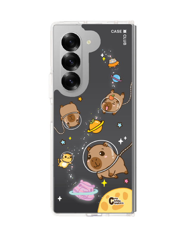Samsung Galaxy Z Fold 6 Clear Case Cute Chubby Capybara Universe