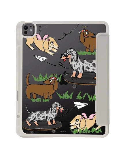 เคสใส ipad air6/7 13" 2025 (m2/m3) สีเทา ดัชชุนด์ซ่าซนและผองเพื่อน