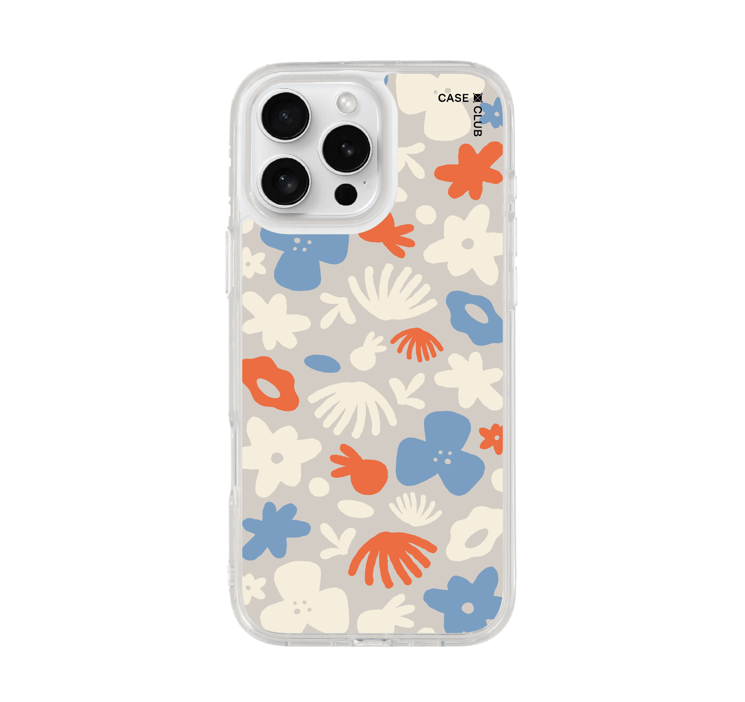 เคสใส iPhone 16 Pro Max ลายดอกไม้สีน้ำเงินเข้ม