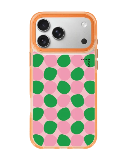 iphone 17 pro max clear orange magsafe dark green stack polka dots