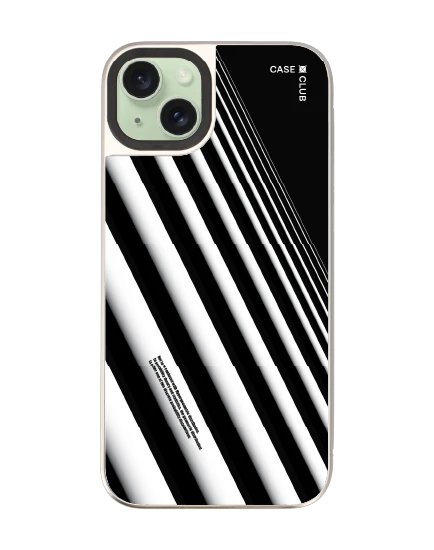 เคสกระจก iphone 15 plus magsafe เส้นเฉียงสีขาวดำ