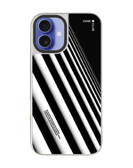 เคสกระจก iphone 16 plus magsafe เส้นเฉียงสีขาวดำ