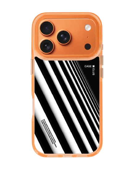 เคสใสสีส้ม iphone 17 pro magsafe เส้นเฉียงสีขาวดำ
