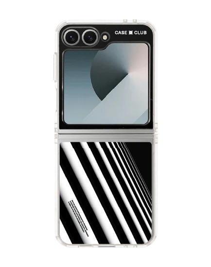 samsung galaxy z flip 6 clear case diagonal white stripes